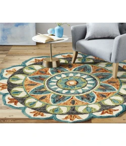 LR Home Dazzle 54085 Teal/ Green 5' Round Rug