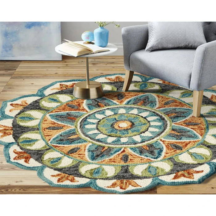 LR Home DAZZLE 54085 Teal/ Green 5' Round Rug
