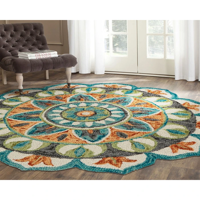 LR Home DAZZLE 54085 Teal/ Green 5' Round Rug
