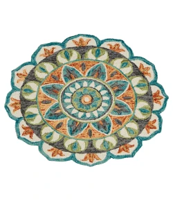 LR Home Dazzle 54085 Teal/ Green 5' Round Rug