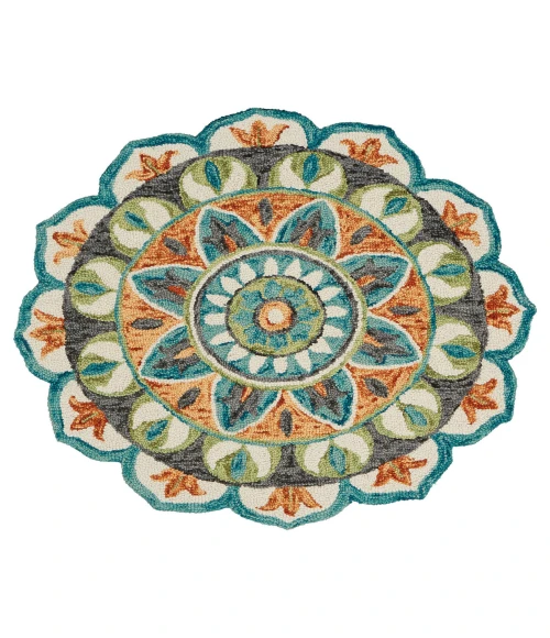 LR Home DAZZLE 54085 Teal/ Green 5' Round Rug