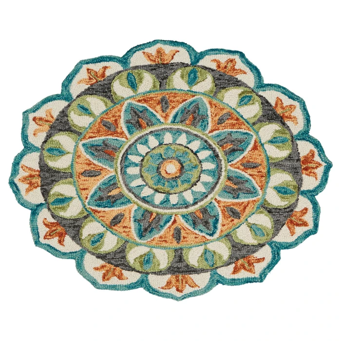 LR Home DAZZLE 54085 Teal/ Green 5' Round Rug