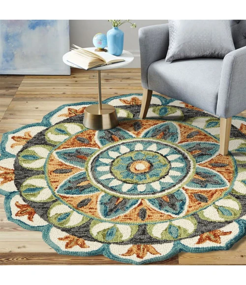 LR Home Dazzle Orange DAZZL 8ft. Round Rug