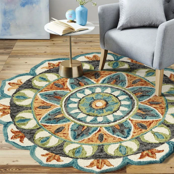 LR Home Dazzle Orange DAZZL 8ft. Round Rug