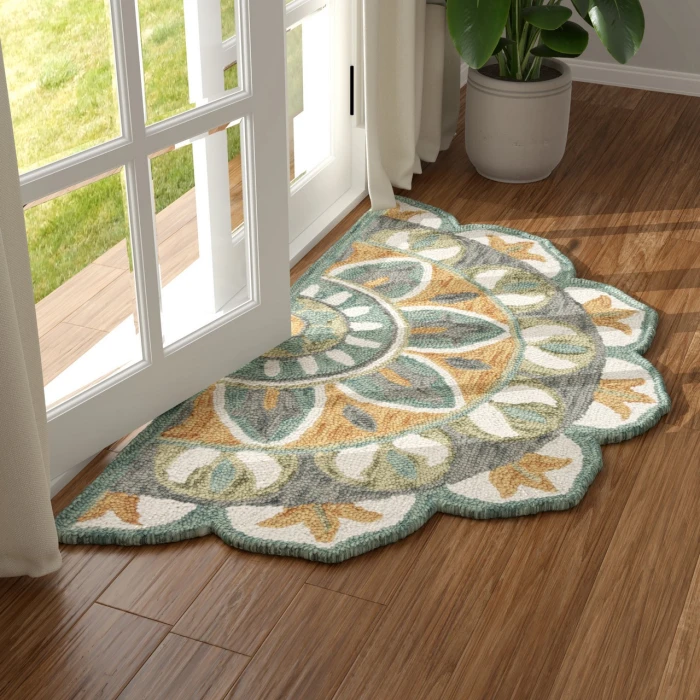 LR Home Dazzle Orange DAZZL 2ft.3in. x 3ft.10in. Hearth Rug