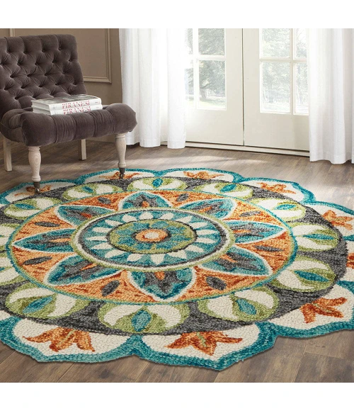 LR Home Dazzle Orange DAZZL 8ft. Round Rug