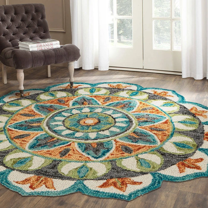 LR Home Dazzle Orange DAZZL 8ft. Round Rug