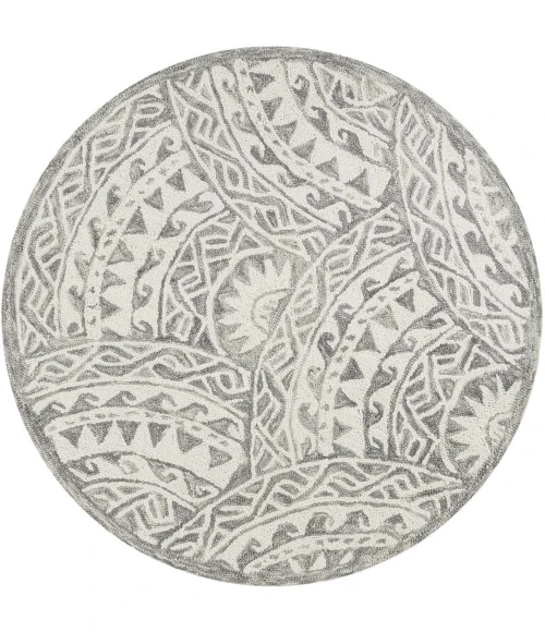 LR Home DAZZLE 54087 Ivory Gray 4' X 4' Round Rug