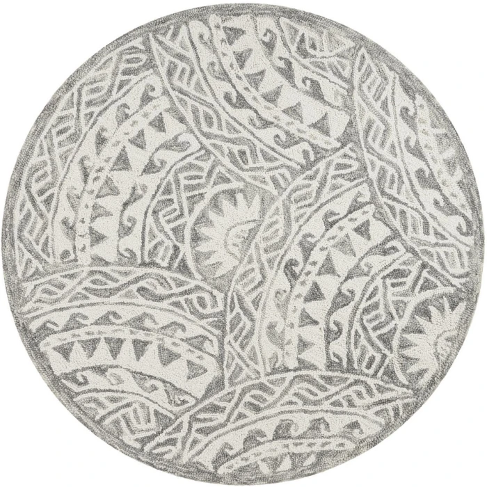 Rugs Town 54087 Ivory Gray 6' Round Rug
