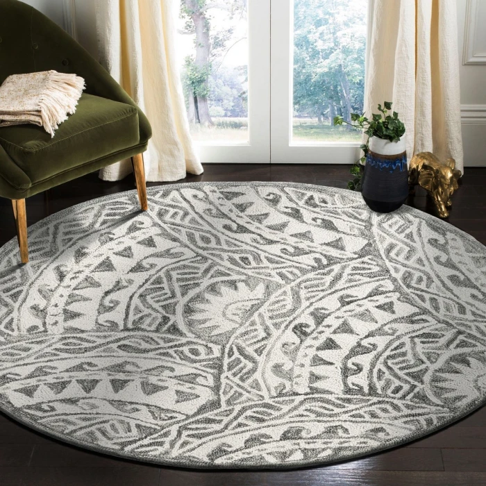 Rugs Town 54087 Ivory Gray 6' Round Rug