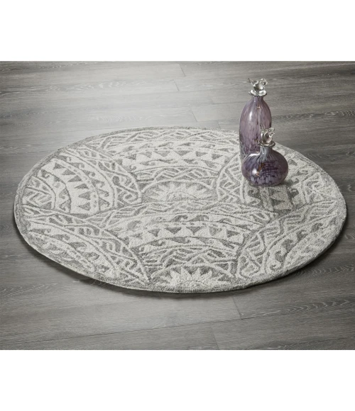 LR Home DAZZLE 54087 Ivory Gray 4' X 4' Round Rug