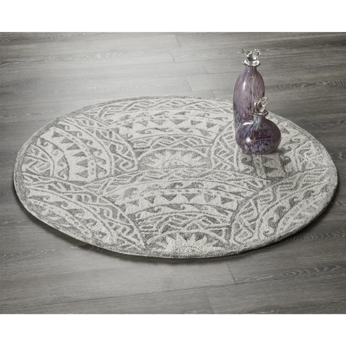 Rugs Town 54087 Ivory Gray 6' Round Rug