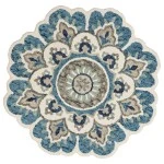 Rugs Town 54094 Ivory Teal 6' Round Rug