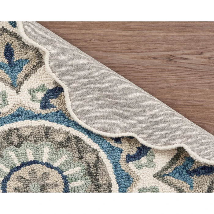 Rugs Town 54094 Ivory Teal 5' Round Rug