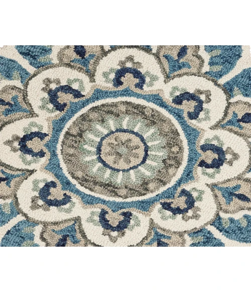 LR Home DAZZLE 54094 Ivory Teal 5' Round Rug