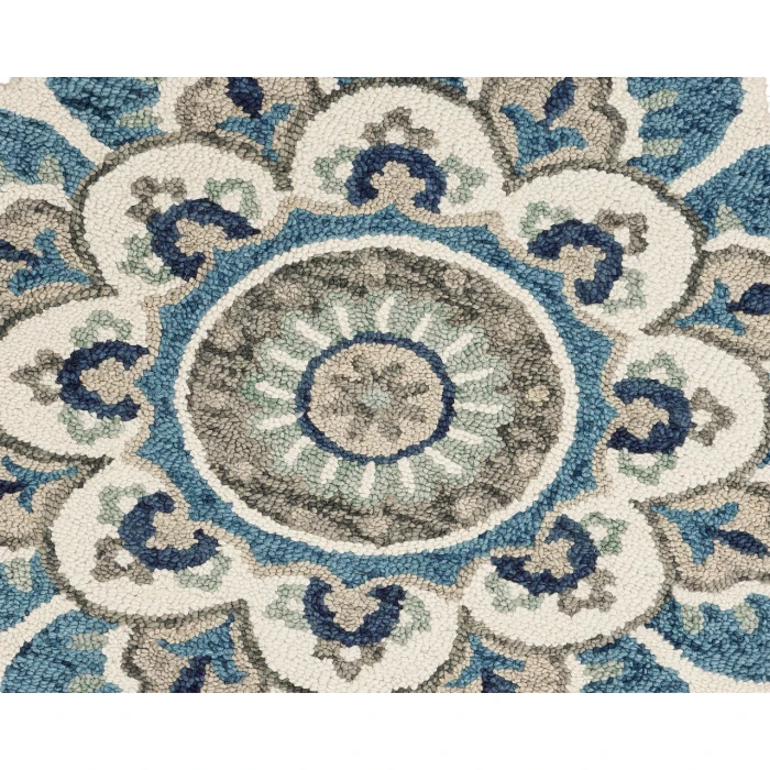 Rugs Town 54094 Ivory Teal 5' Round Rug