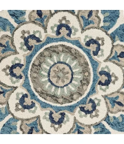 LR Home Dazzle 54094 Ivory Teal 4' X 4' Round Rug