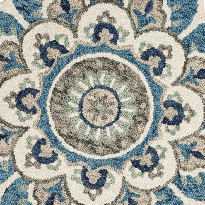 LR Home DAZZLE 54094 Ivory Teal 4' X 4' Round Rug