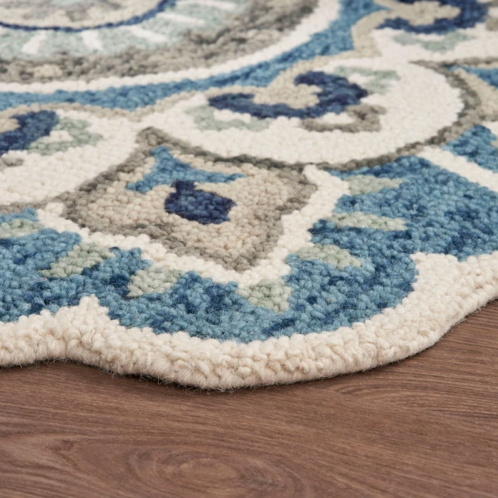 LR Home DAZZLE 54094 Ivory Teal 4' X 4' Round Rug