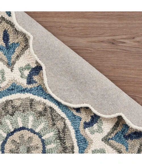 LR Home DAZZLE 54094 Ivory Teal 4' X 4' Round Rug