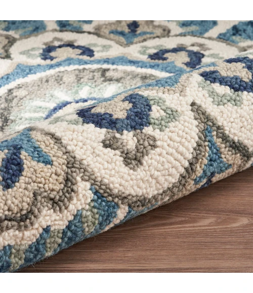 LR Home DAZZLE 54094 Ivory Teal 4' X 4' Round Rug