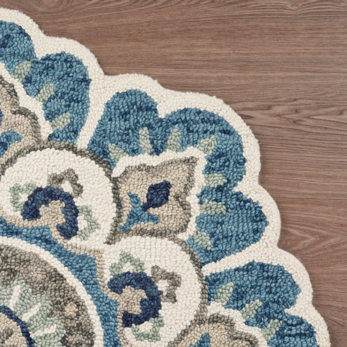 LR Home DAZZLE 54094 Ivory Teal 4' X 4' Round Rug