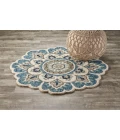 LR Home DAZZLE 54094 Ivory Teal 4' X 4' Round Rug