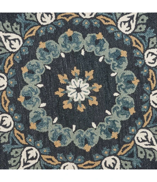 LR Home DAZZLE 54097 Charcoal/ Teal 4' X 4' Round Rug