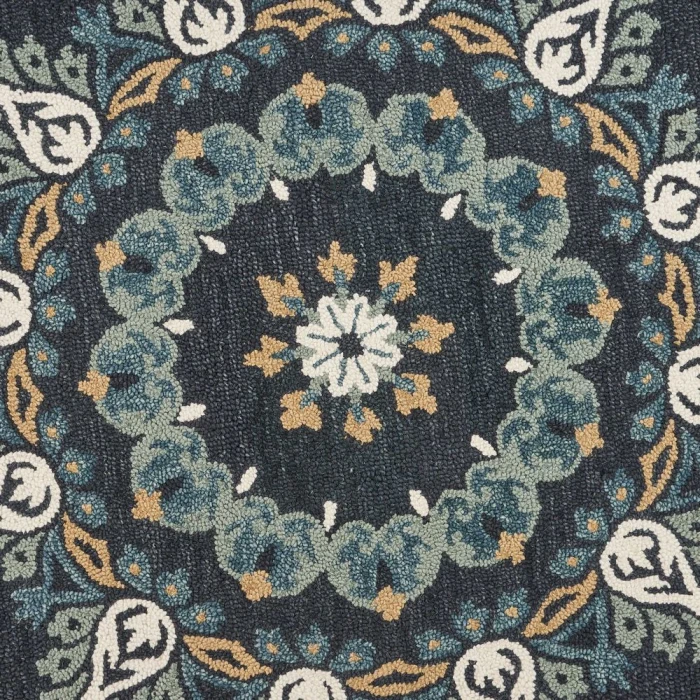 Rugs Town 54097 Charcoal/ Teal 6' Round Rug