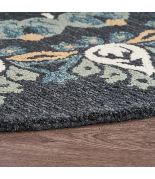 LR Home DAZZLE 54097 Charcoal/ Teal 4' X 4' Round Rug