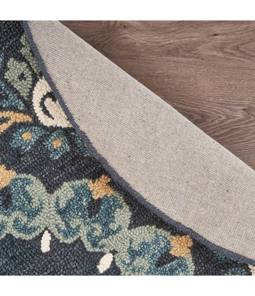 LR Home DAZZLE 54097 Charcoal/ Teal 4' X 4' Round Rug