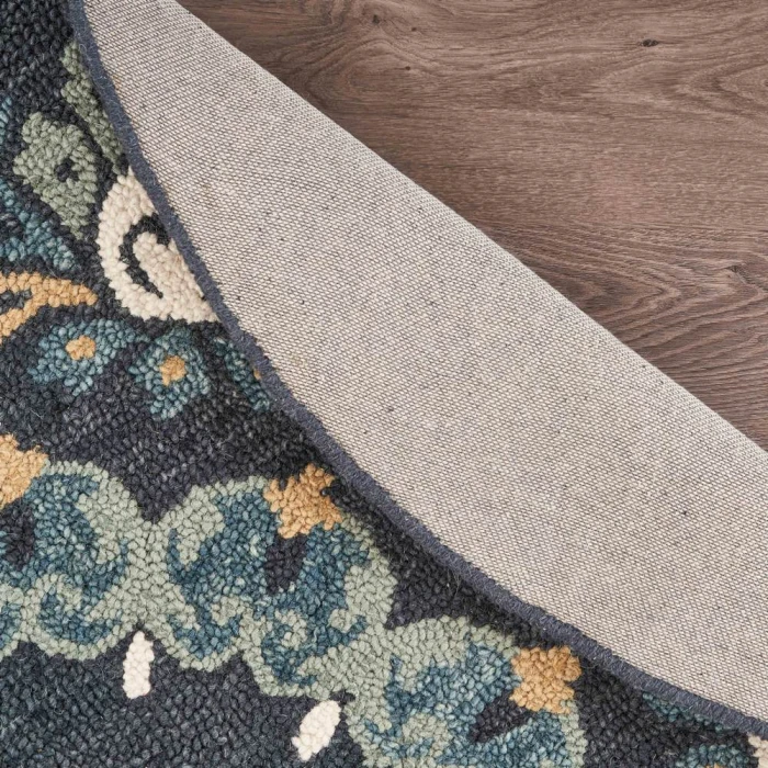 Rugs Town 54097 Charcoal/ Teal 6' Round Rug