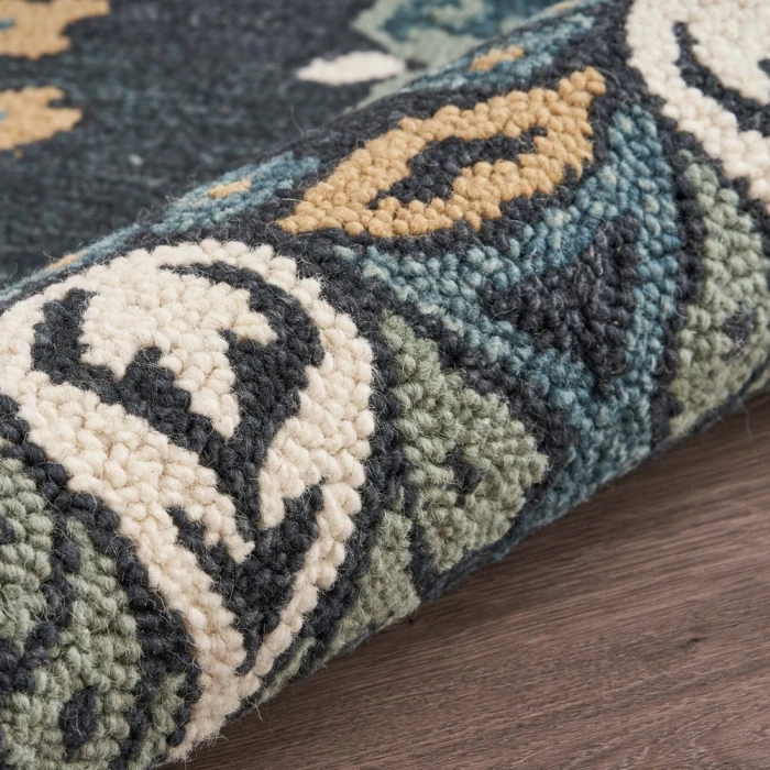 Rugs Town 54097 Charcoal/ Teal 6' Round Rug