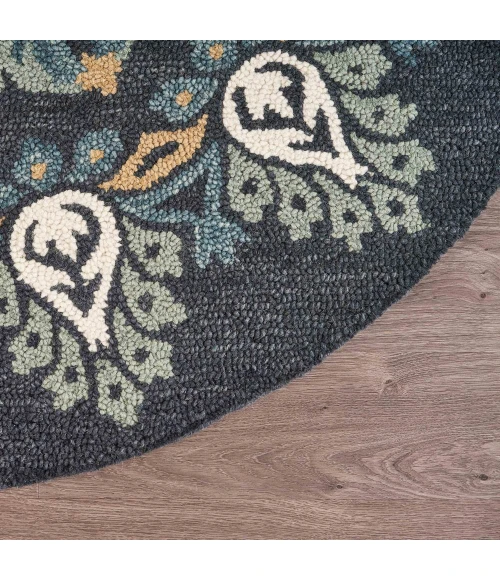 LR Home DAZZLE 54097 Charcoal/ Teal 4' X 4' Round Rug