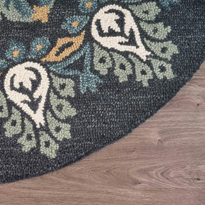 Rugs Town 54097 Charcoal/ Teal 6' Round Rug