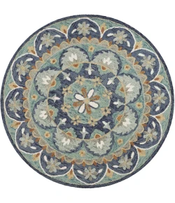 LR Home Dazzle 54099 Teal/ Blue 4' X 4' Round Rug