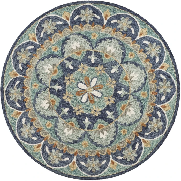 Rugs Town 54099 Teal/ Blue 6' Round Rug