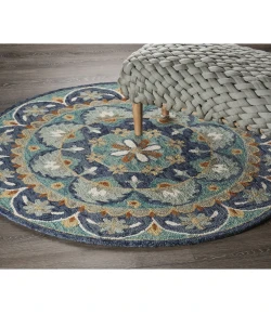 LR Home Dazzle 54099 Teal/ Blue 4' X 4' Round Rug