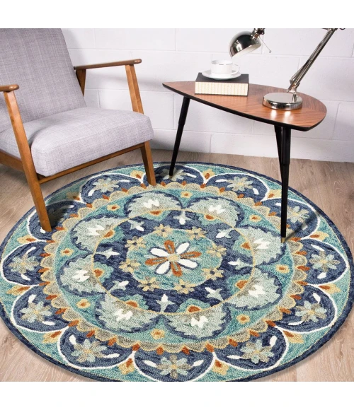 LR Home DAZZLE 54099 Teal/ Blue 6' Round Rug