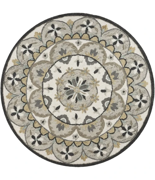 LR Home DAZZLE 54100 Ivory Gray 4' X 4' Round Rug