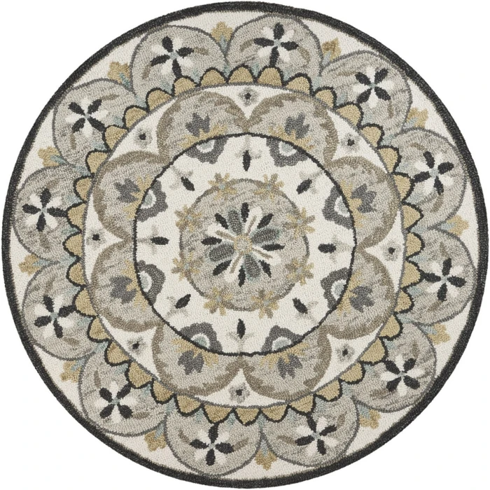 Rugs Town 54100 Ivory Gray 6' Round Rug