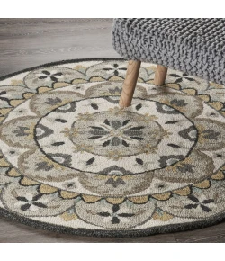 LR Home Dazzle 54100 Ivory Gray 4' X 4' Round Rug