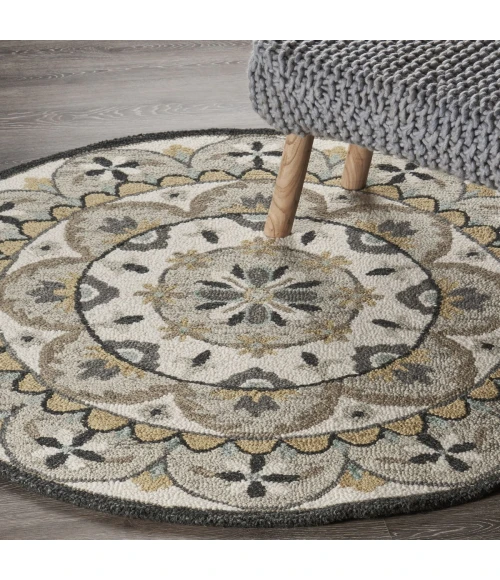 LR Home DAZZLE 54100 Ivory Gray 4' X 4' Round Rug