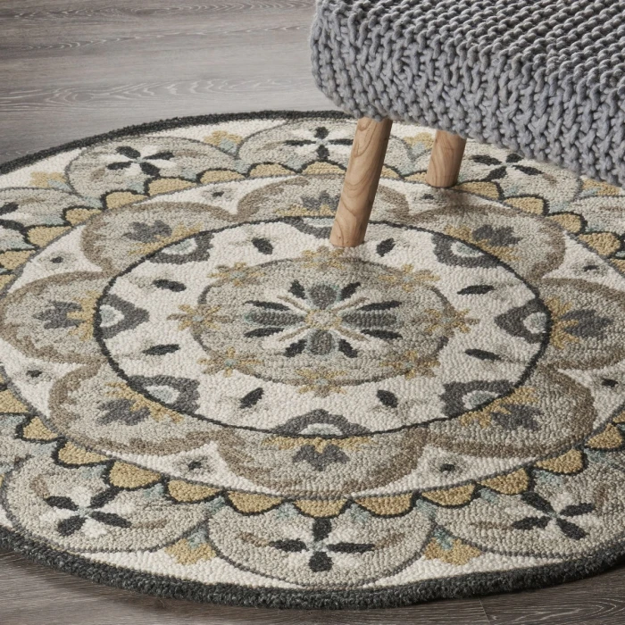 Rugs Town 54100 Ivory Gray 6' Round Rug