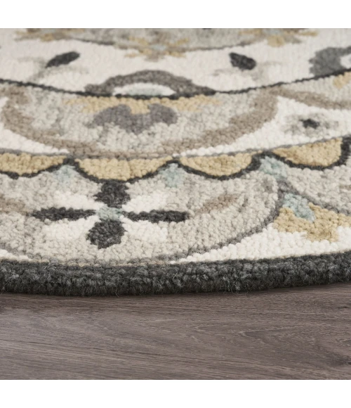 LR Home DAZZLE 54100 Ivory Gray 4' X 4' Round Rug