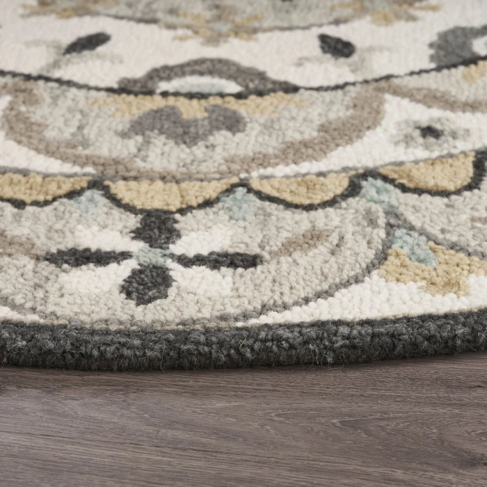 Rugs Town 54100 Ivory Gray 6' Round Rug