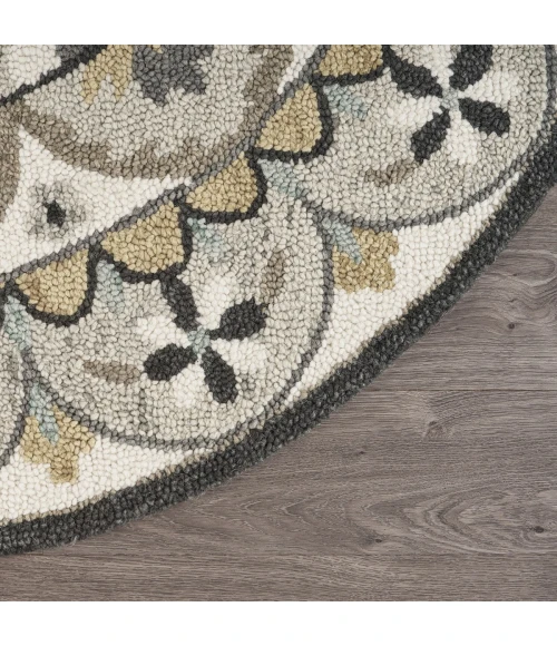 LR Home DAZZLE 54100 Ivory Gray 4' X 4' Round Rug