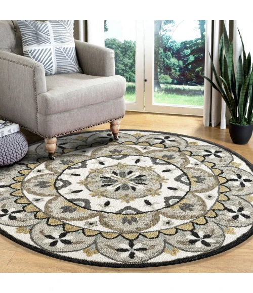 LR Home DAZZLE 54100 Ivory Gray 4' X 4' Round Rug