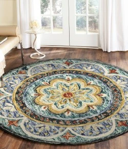 LR Home Dazzle Blue DAZZL 5ft. x 5ft. Round Rug
