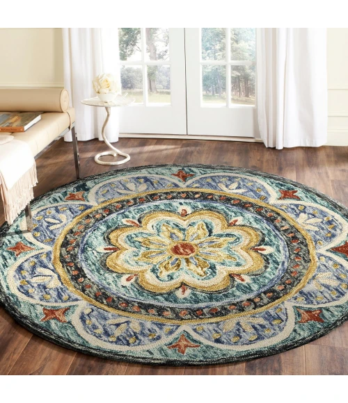 LR Home DAZZLE 54104 Blue 4' X 4' Round Rug